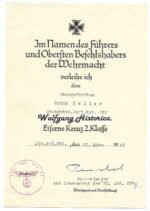 Iron Cross 2nd Class Award Document - Artillerie-Regiment 152