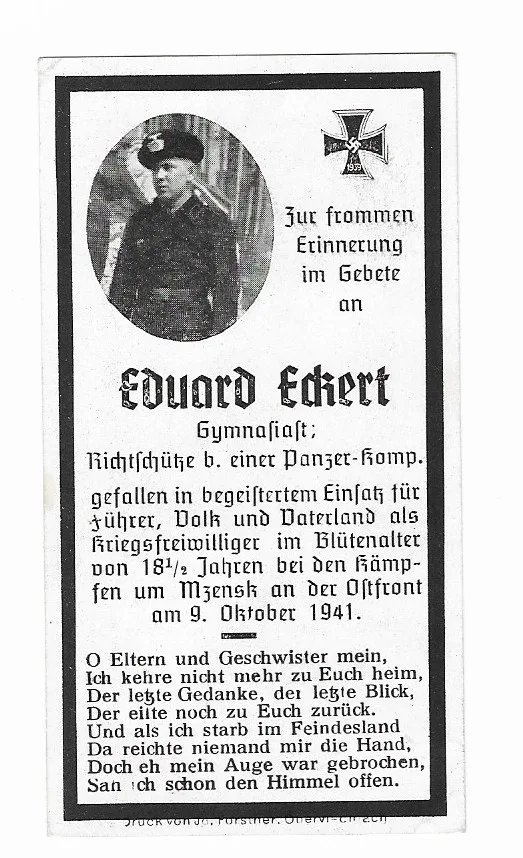 Richtschütze in Panzer-Regiment - KIA 1941 - Image 1