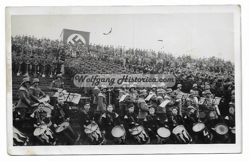 Hitlerjugend Boys with Drums in Stuttgart - Image 1