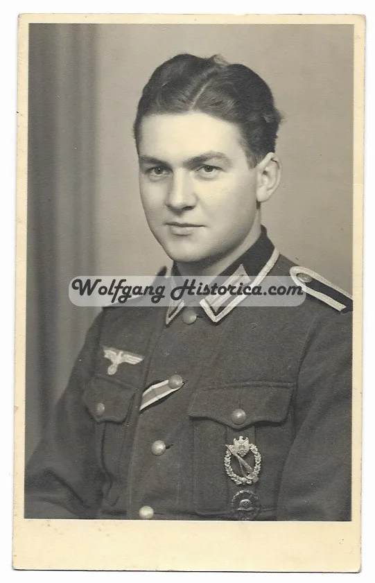 F128 - Infanteriesturmabzeichen Wehrmacht Wehrmacht Unteroffizier wearing the Infanteriesturmabzeichen and Verwundetenabzeichen - Image 1