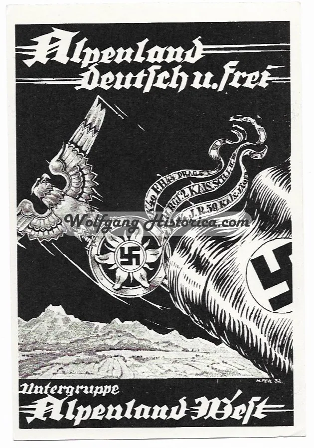 NSKK Postcard "Alpenland Deutsch u. Frei, Untergruppe Alpenland West" - Image 2