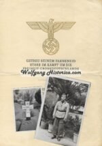 Heldentod Urkunde - Panzer-Regiment 7 (Africa, Sidi Nsir in Tunisia)