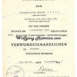 Wound Badge in Black Award Document - Pz.Gren.Rgt.103 (14.Pz.Div.)