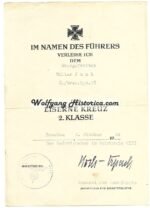 2x Award Documents: Iron Cross 2nd Class & Wound Badge in Silver (Gren.Rgt.58) - Image 2