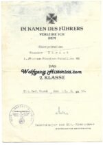 3x Award Documents: Iron Cross 2nd Class, Assault Badge & Wound Badge Silver (Pz.Pio.Btl.89) (KIA) - Image 2