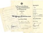 3x Award Documents: Iron Cross 2nd Class, Infantry Assault Badge & Wound Badge Silver (Inf.Rgt.487)