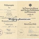 2x Award Documents: Iron Cross 2nd Class & Black Wound Badge (Inf.Rgt.612)