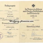 2x Award Documents: Iron Cross 2nd Class & Black Wound Badge (Inf.Rgt.612)