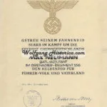 Heldentod Urkunde – Adjutant in Grenadier-Regiment 556 (330.Inf.Div.)
