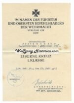 2x Award Documents: Iron Cross 1st & 2nd Class (KIA, 299.Inf.Div.) - Image 2