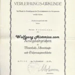 Minesweeper War Badge - Award Document (Funkobergefreiter)