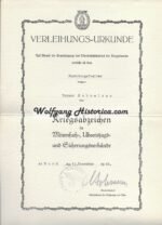 Minesweeper War Badge - Award Document (Funkobergefreiter)