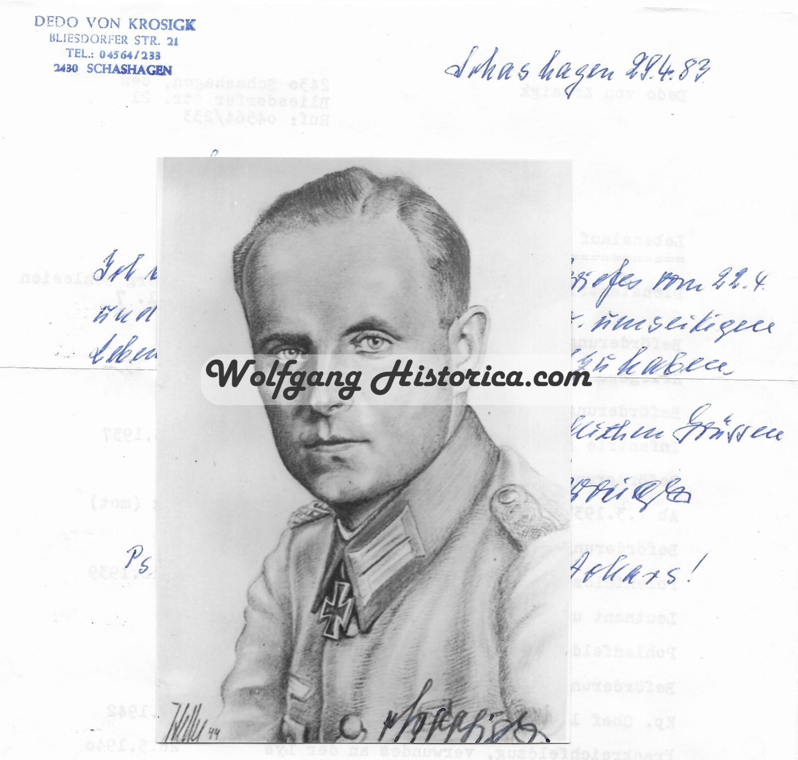 Postwar Autograph of Dedo von Krosigk - Infanterie-Regiment 51