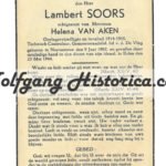 Death Card of Lambert Soors - DeVlag - Murdered in Flanders in May 1944