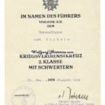 War Merit Cross 2nd Class Award Document – Festen Platzes Brody (!)