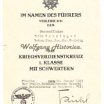 KVK1 Award Document - München (Signed by Karl Kriebel, active against 20 July Plotters)