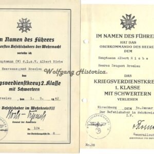 War Merit Cross 2nd Class & War Merit Cross 1st Class Set - Hauptmann with Heereszeugamt Breslau