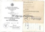 2x Awards Docs: War Merit Cross 2nd Class & Drivers Proficiency (19.Pz.Div.)