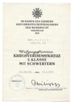 War Merit Cross 2nd Class Award Doc & Ostmedaille Doc+ Ribbon - Radfahr-Abteilung 112 (6.Geb.Div.!) - Image 2