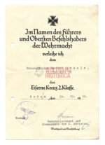 Iron Cross 2nd Class Award Document for Poland, 1939! (Inf.Rgt.52)