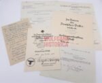 2x Award Docs: Iron Cross 2nd Class (Westfront 1940) & KVK2 for Forestry Service as Forstmeister