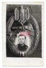 Portrait of Panzermann within a Panzerkampfabzeichen