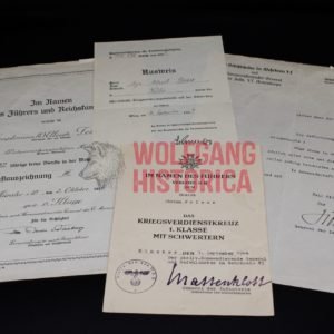 Award Document set of Oberst Ulrich Friese (3x Awards & 1x Congratz Document)