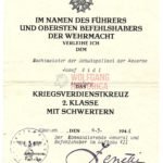 War Merit Cross 2nd Class Award Doc - Wachtmeister der Schultzpolizei in Augsburg