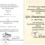 2x Award Docs: Winterschlacht im Osten & War Merit Cross 2nd Class (Kraftfahr)
