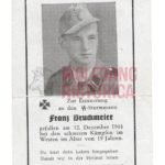 Waffen-SS Death Card - West, December 1944