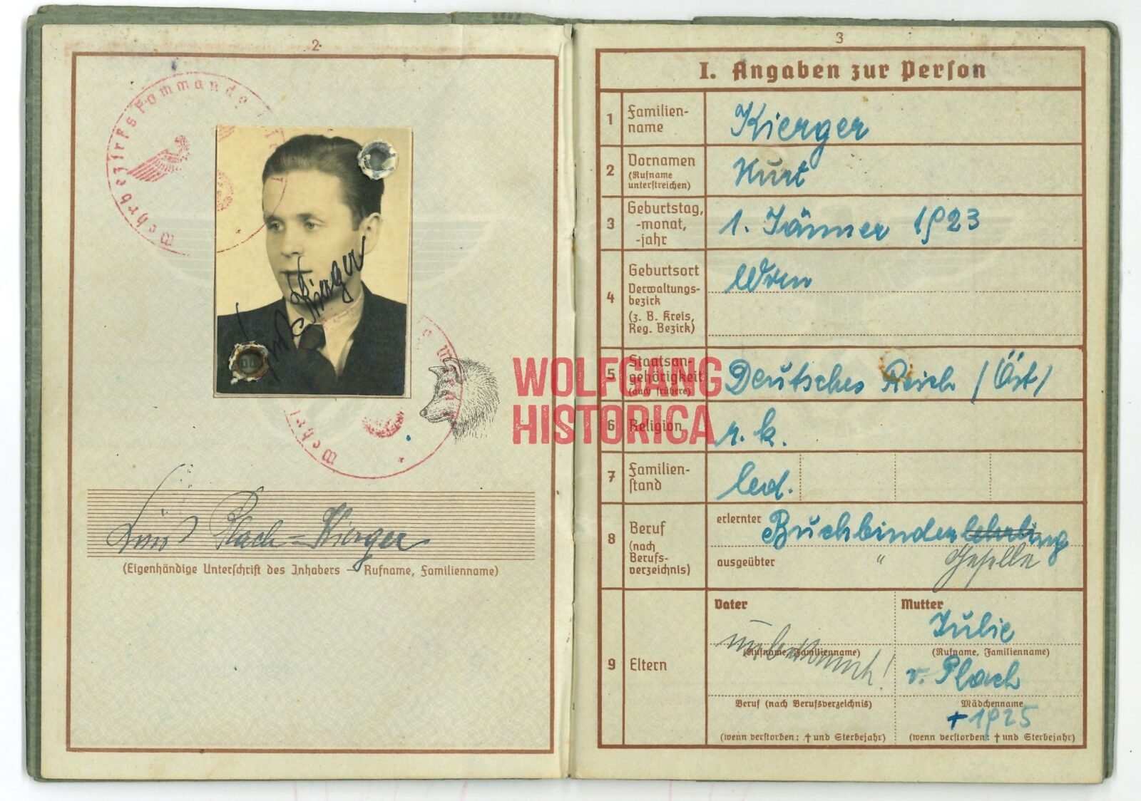 KIERGER Kurt WP S.2 u. 3 Wehrpass - Grenadier-Regiment 565 & 432 (131.Inf.Div.) (Kowel, 3x Wounded) - Image 1