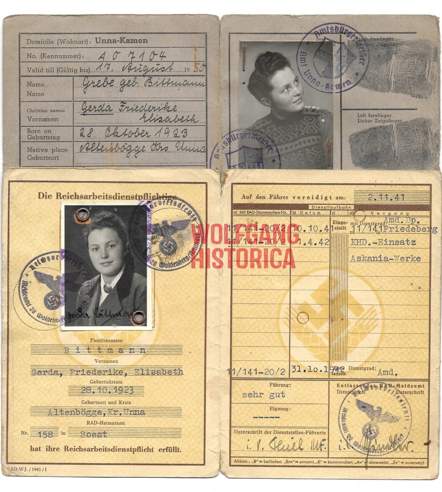 PA91 - Radwj - 1 Reichsarbeitsdienst-Paß & Personalausweis - Image 1