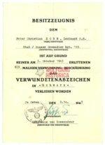 2x Awards Docs: Afrika Cufftitle & Wound Badge (+Death Card & Photo) - Image 2