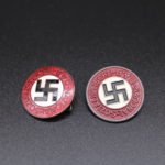 2x NSDAP Membership Badges (1x M1/17, 1x Period Repaired)