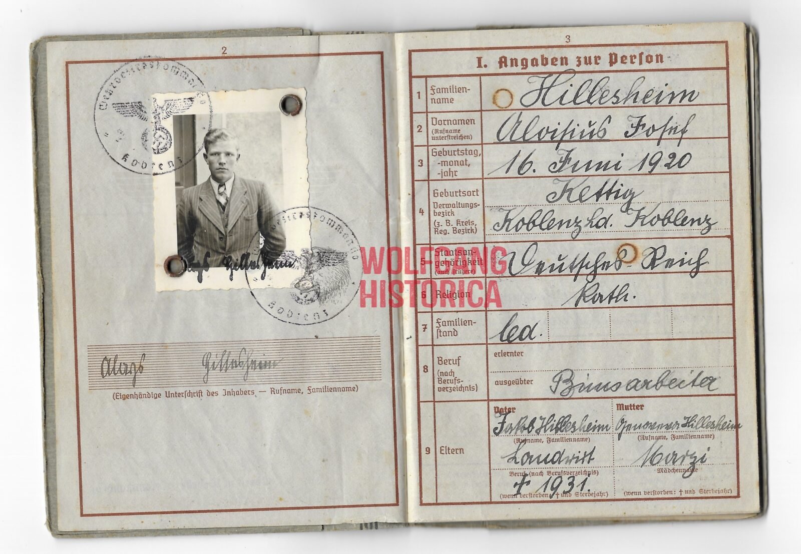 PA139 - 2 Wehrpass SS-Polizei-Regiment 1 (Scharfschütze), Occupation in Holand - Image 1