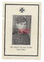 Waffen-SS Death Card - KIA Nowgorod area