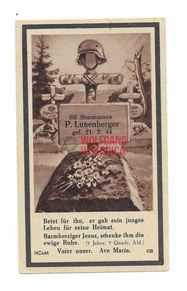 Waffen-SS Death Card - KIA Pleskau 1944 - Beautiful Photo! - Wolfgang ...