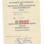 Winterschlacht im Osten Award Doc: Grenadier-Regiment 727 (707.Inf.Div.)