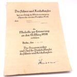 Anschlußmedaille Österreich 1938 Award Document