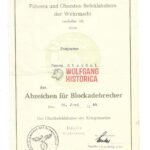 Blockadebrecher-Abzeichen Award Document