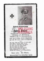 Death Card: KIA June 25, 1941 at Slomin (Pz.Aufkl.Abt.27, 17.Pz.Div.)