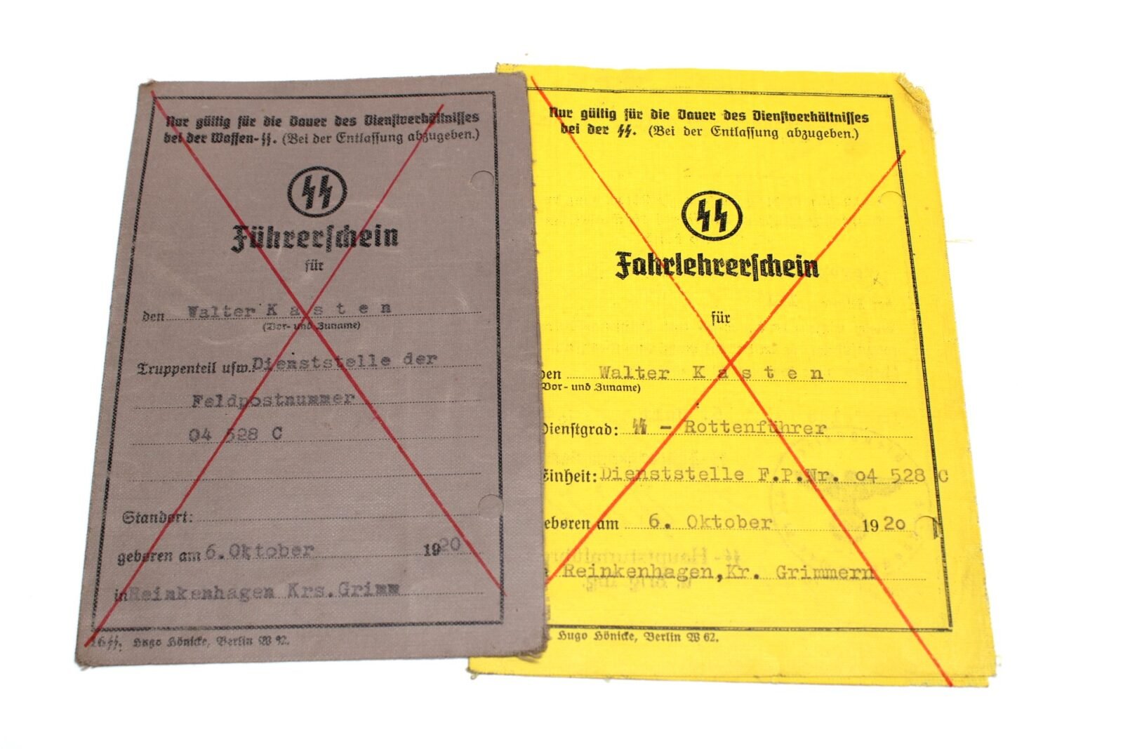 IMG_5697 2x Waffen-SS Driver Licences (1x Driver's Teacher License) - Image 1