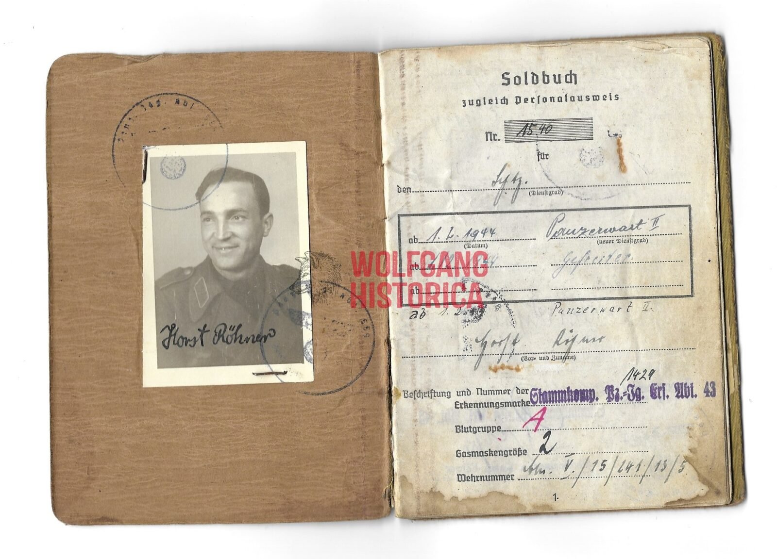 Scan_22-09-2022_1318 Soldbuch schw.Pz.Jg.Abt.559 & 654 (Equipped with Jagdpanther!) (Issued G43!) - Image 1