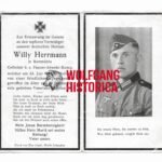 Death Card of Willi Herrmann - KIA in Holland 1942 (Buried in Ysselsteyn)