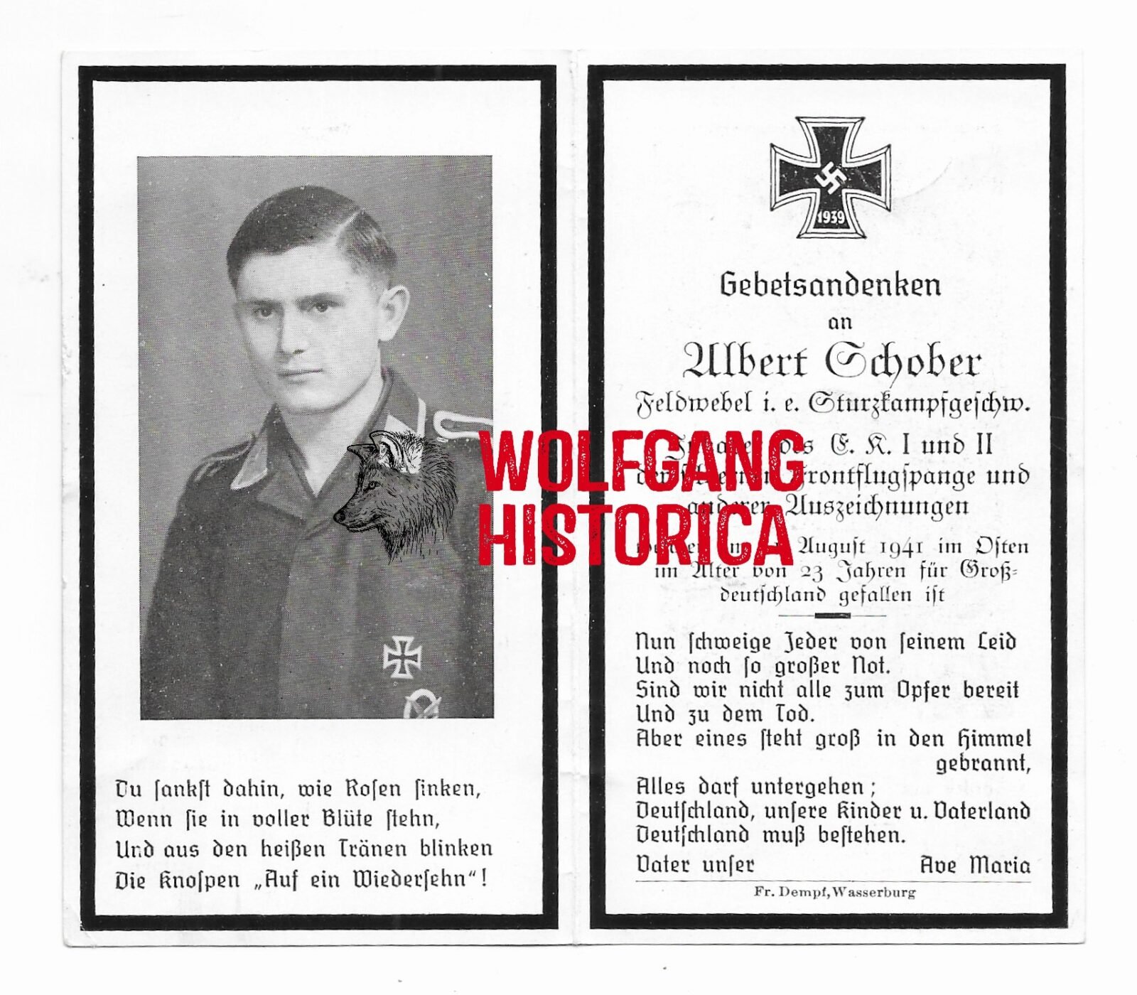 SB32-1 Death Card: Luftwaffe Stukageschwader Pilot - Image 1