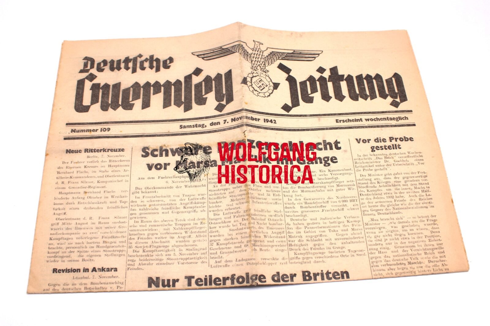IMG_6094 Deutsche Guernsey Zeitung (Nummer 109 - November 7, 1942) - Image 1