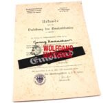 Reichsarbeitsdienst "Emsland" Cufftitle & Award document