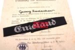 Reichsarbeitsdienst "Emsland" Cufftitle & Award document - Image 4