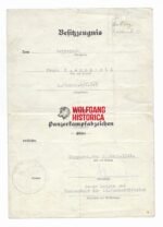 Panzer Assault Badge in Bronze Award Doc: Schützen-Regiment 103 (14. Panzer-Division)