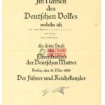 Mutterkreuz in Bronze (Mother’s Cross) Award Document – Linz, Oderdonau